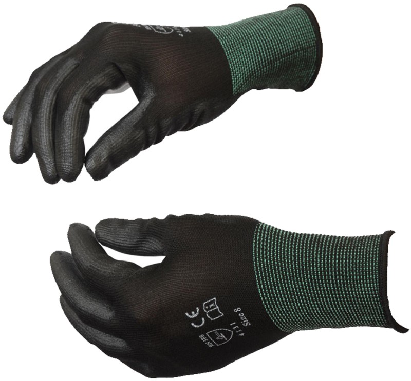 Black PU Coated Glove EN388 X-X-Lge Pk10pr