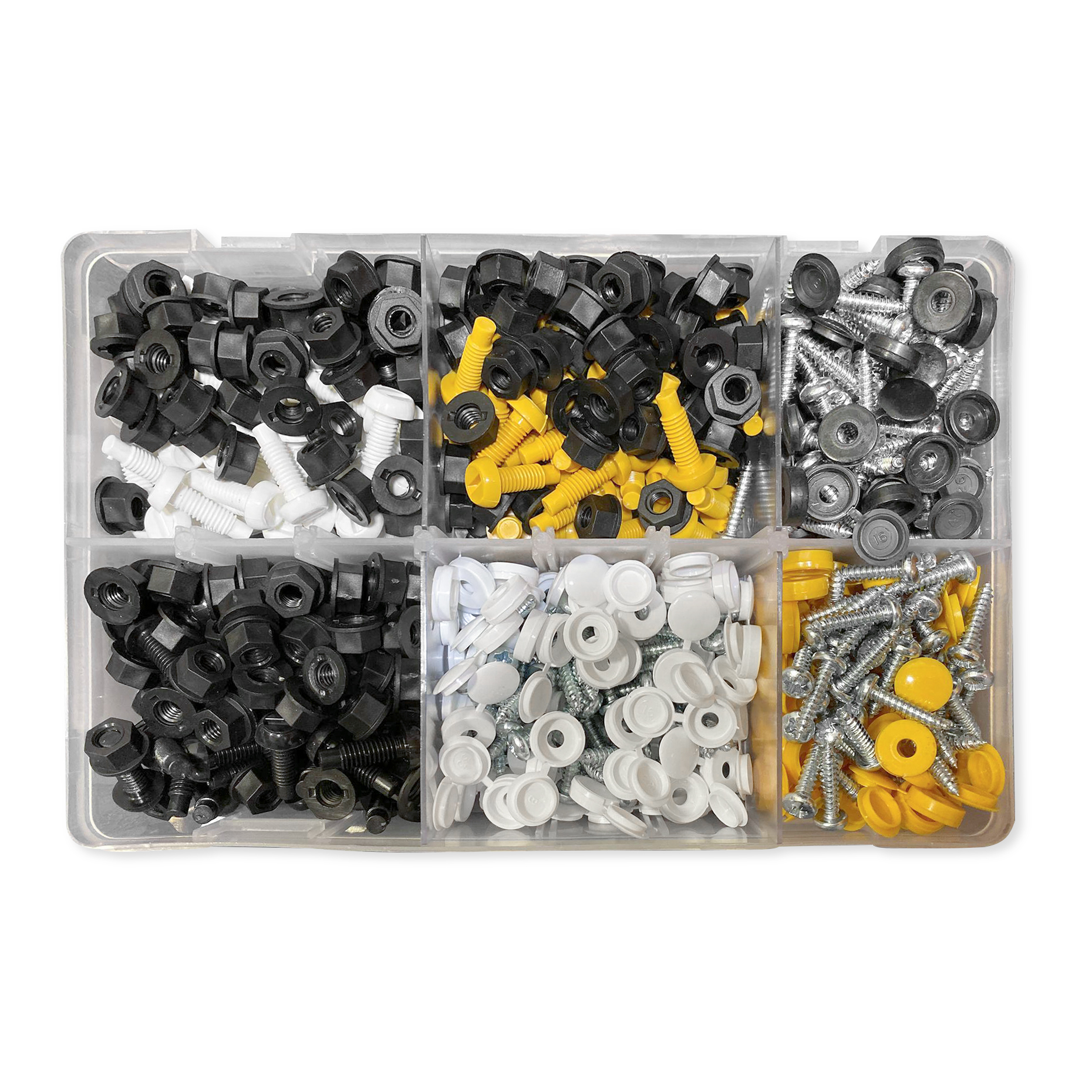 Asstd Number Plate Fixings Box600pcPlastic & Self Tapper Screws