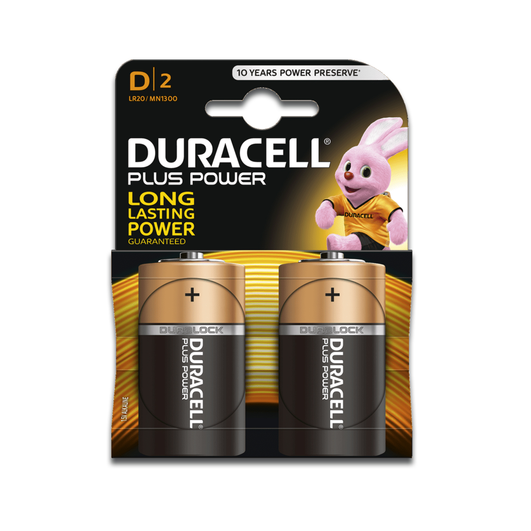 Duracell Plus D Cell Battery Pk2