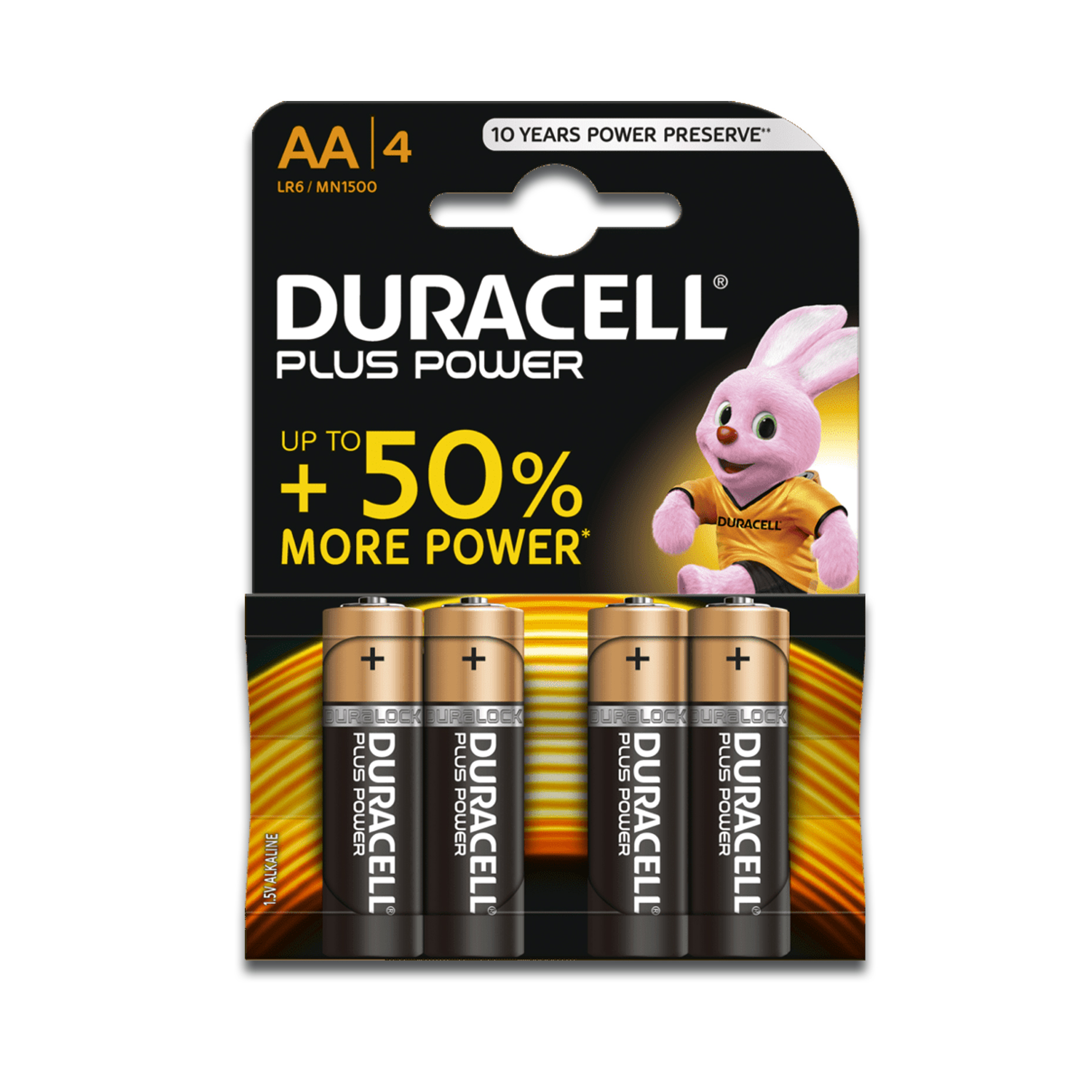 Duracell Plus AA Cell Battery Pk4