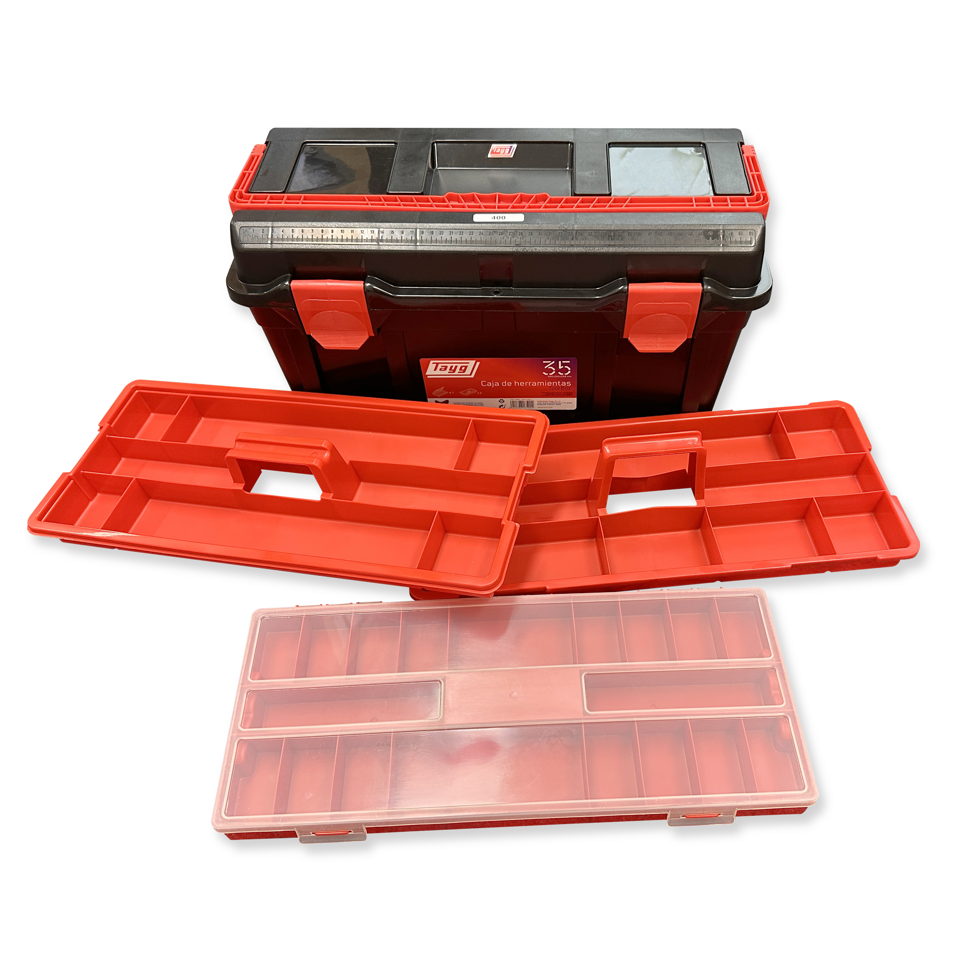 Plastic Tool Box (580mm) 2 Tray+Parts Box