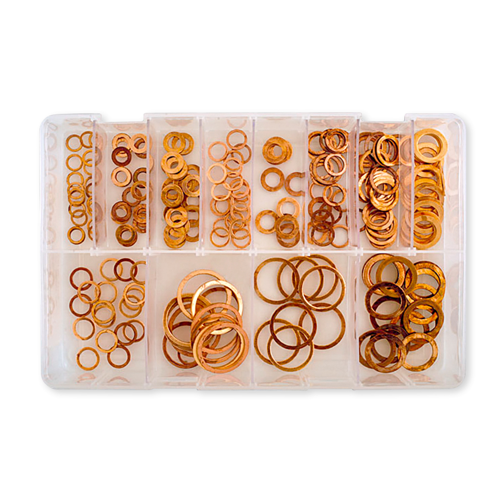 Assorted Flat Copper Washers Box250pc