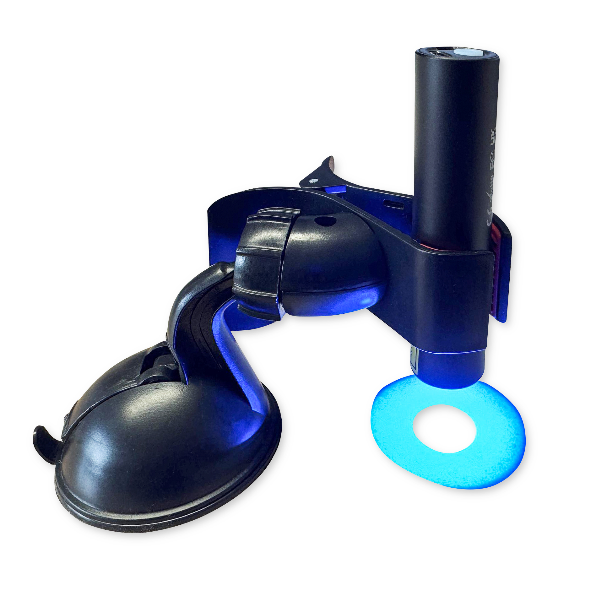 Battery UV torch and suction mount