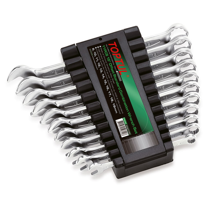 11pc 15 Deg Standard Combi Wrench Set810111213141516171819mm