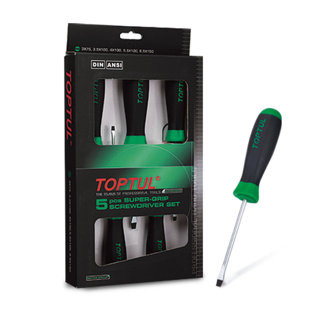 5 Pce Slotted Super-Grip Screwdriver Set