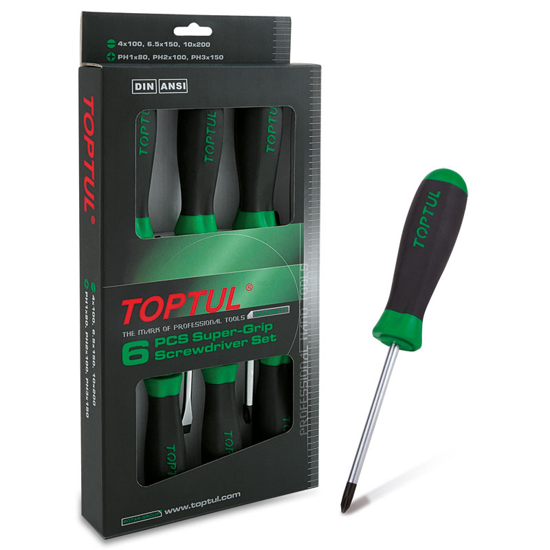 6 Pce Slotted & Phillips SuperGrip S/D Set